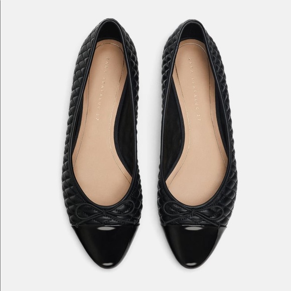 ZARA black quilted flats size 6 1/2 NWT - Picture 2 of 5